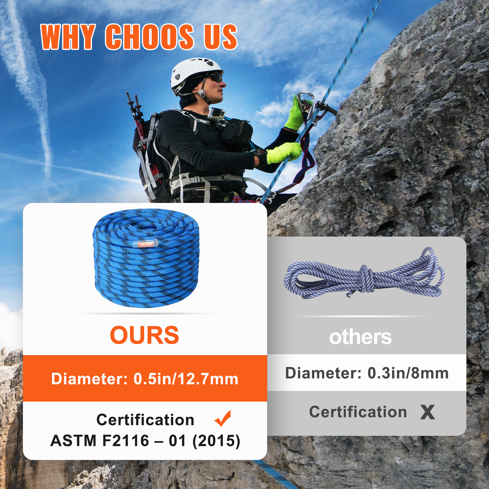 VEVOR 12.7mm Static Climbing R - Rope Climbing Static incelemesi ve fiyatı