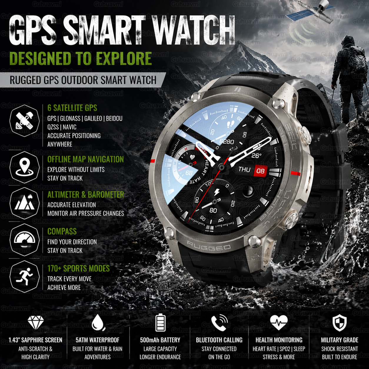 Outdoor Tactical GPS Smart Wat - Outdoor Adventure Zone incelemesi ve fiyatı
