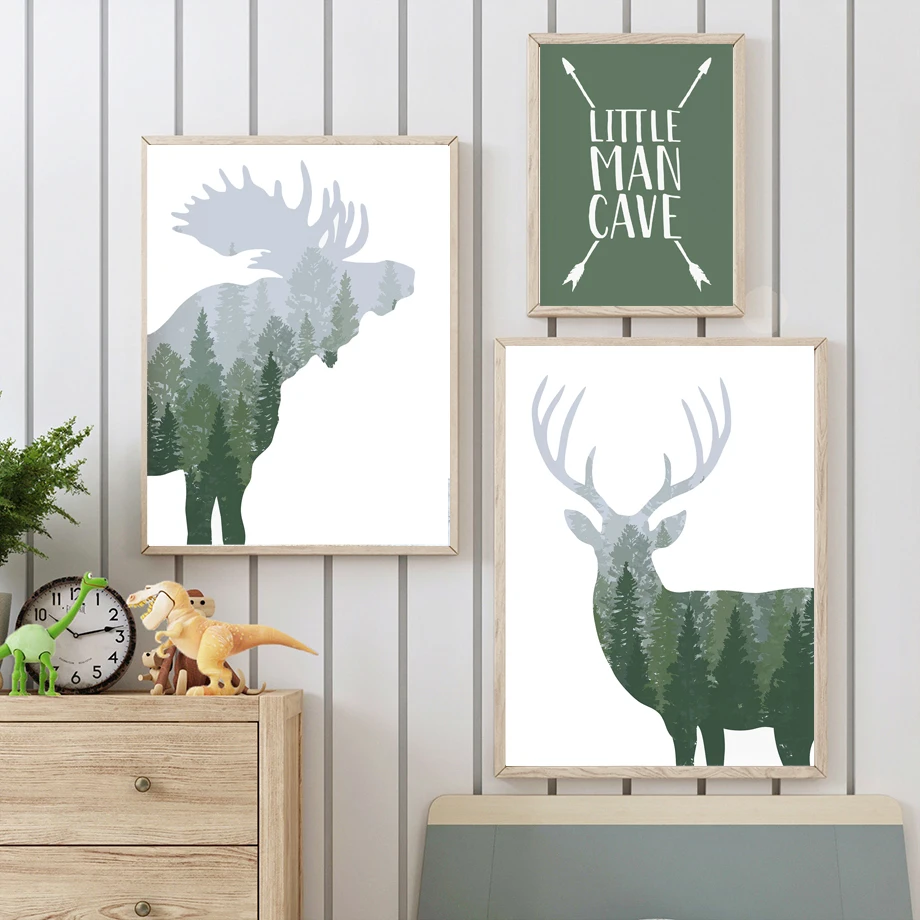 Green Woodland Deer Bear Moose - Outdoor Adventure Quotes incelemesi ve fiyatı